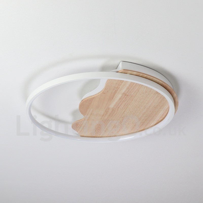 Plafoniera rotonda LED in legno bianco dimmerabile, ultrasottile, con nuvola