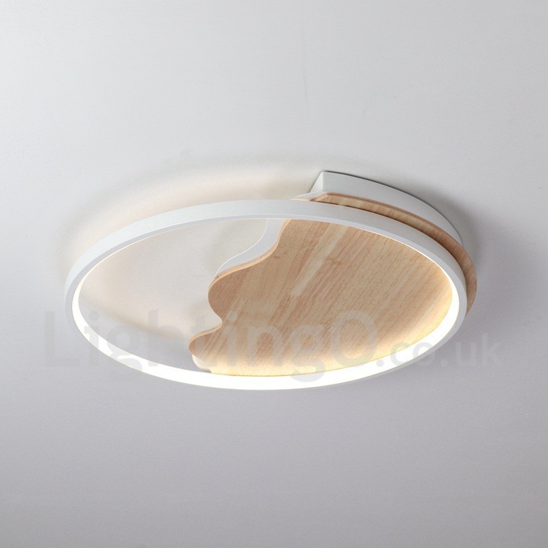 Plafoniera rotonda LED in legno bianco dimmerabile, ultrasottile, con nuvola