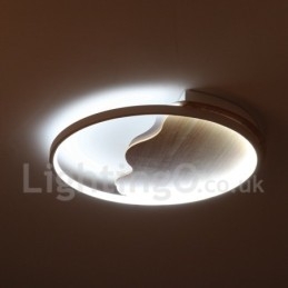 Plafoniera rotonda LED in legno bianco dimmerabile, ultrasottile, con nuvola