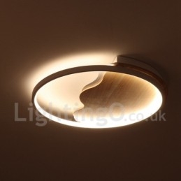 Plafoniera rotonda LED in legno bianco dimmerabile, ultrasottile, con nuvola