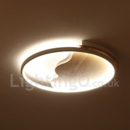 Plafoniera rotonda LED in legno bianco dimmerabile, ultrasottile, con nuvola