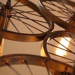 Lampadario in ferro battuto stile industriale loft a ruota da caffè multicolore E26/E27 60 cm