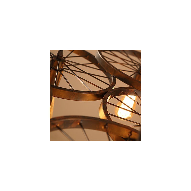 Lampadario in ferro battuto stile industriale loft a ruota da caffè multicolore E26/E27 60 cm