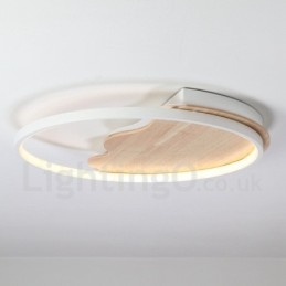 Plafoniera rotonda LED in legno bianco dimmerabile, ultrasottile, con nuvola