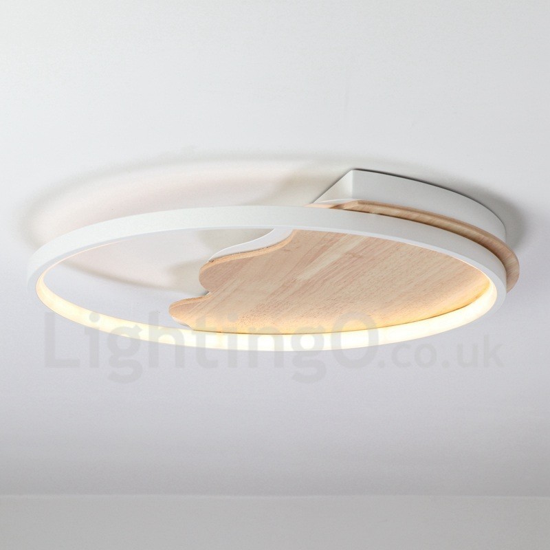Plafoniera rotonda LED in legno bianco dimmerabile, ultrasottile, con nuvola