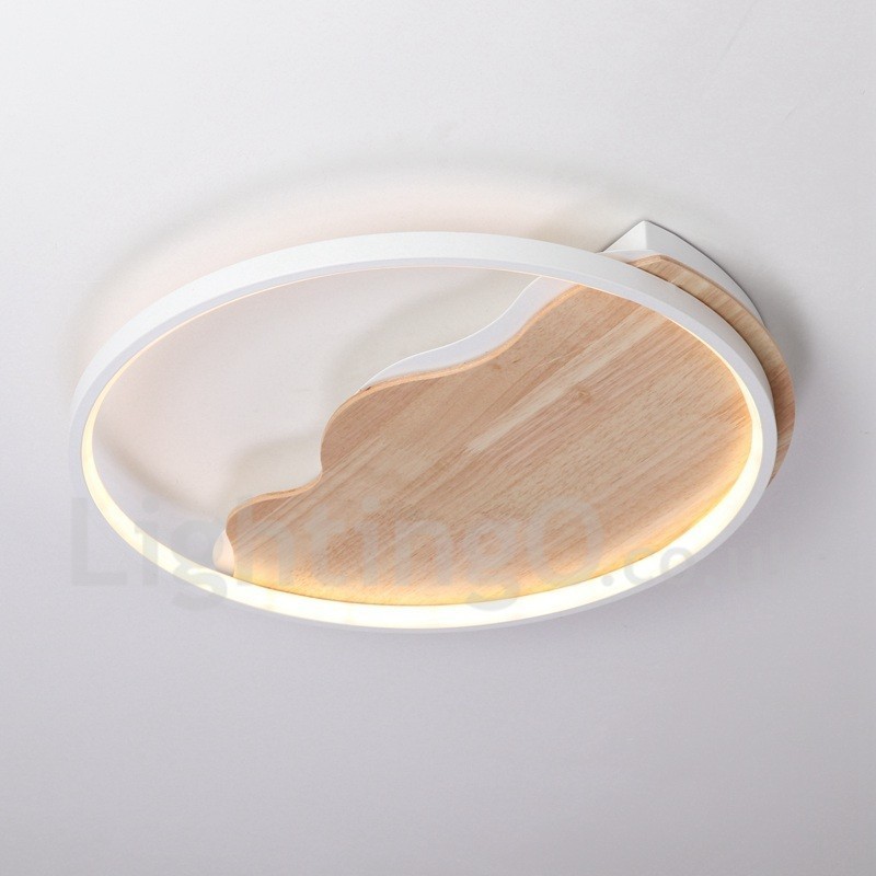 Plafoniera rotonda LED in legno bianco dimmerabile, ultrasottile, con nuvola