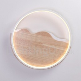 Plafoniera rotonda LED in legno bianco dimmerabile, ultrasottile, con nuvola