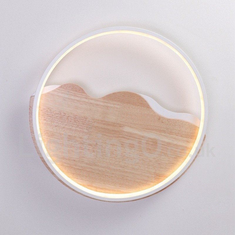 Plafoniera rotonda LED in legno bianco dimmerabile, ultrasottile, con nuvola