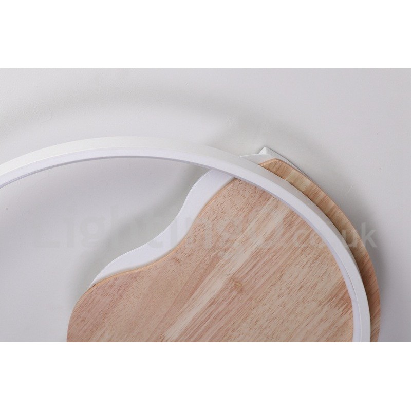 Plafoniera rotonda LED in legno bianco dimmerabile, ultrasottile, con nuvola
