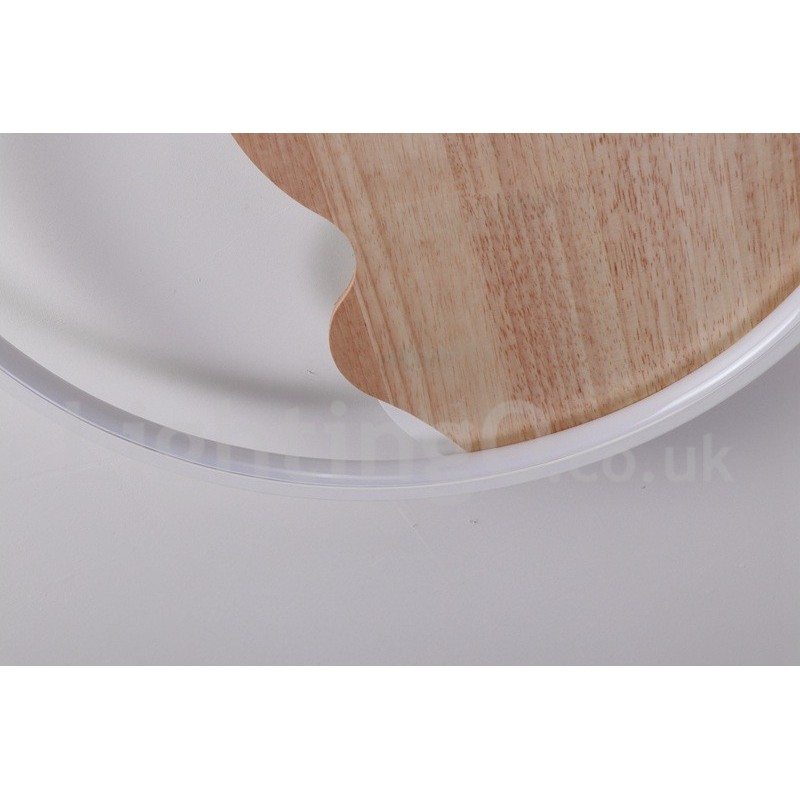 Plafoniera rotonda LED in legno bianco dimmerabile, ultrasottile, con nuvola