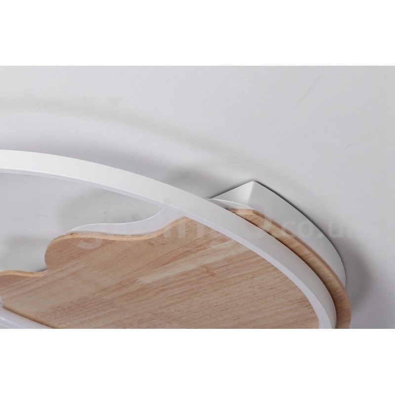 Plafoniera rotonda LED in legno bianco dimmerabile, ultrasottile, con nuvola