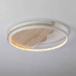 Plafoniera rotonda LED in legno bianco dimmerabile, ultrasottile, con nuvola