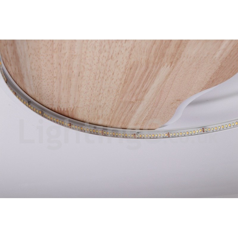 Plafoniera rotonda LED in legno bianco dimmerabile, ultrasottile, con nuvola