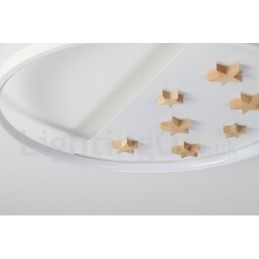 Plafoniera rotonda in legno con stelle bianche dimmerabile, ultrasottile, anche applique