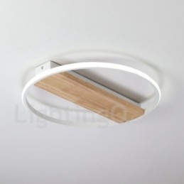 Plafoniera rotonda in legno bianco dimmerabile ultrasottile, anche applique