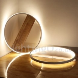 Plafoniera rotonda in legno bianco dimmerabile ultrasottile, anche applique
