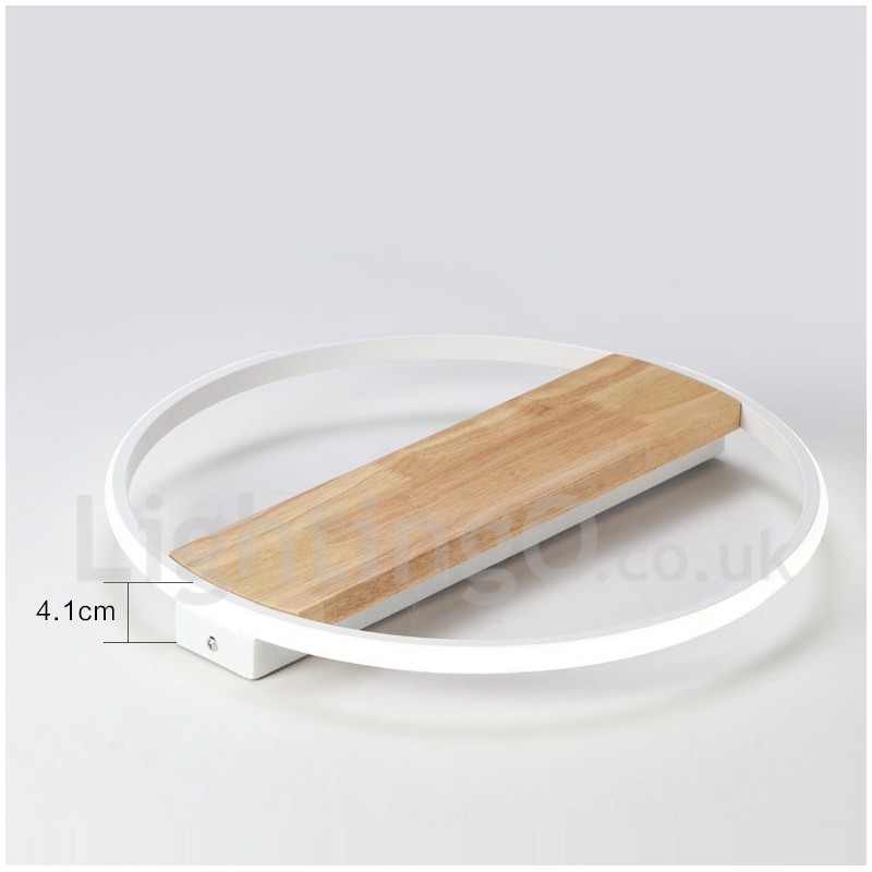 Plafoniera rotonda in legno bianco dimmerabile ultrasottile, anche applique