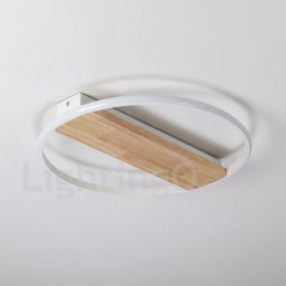 Plafoniera rotonda in legno bianco dimmerabile ultrasottile, anche applique