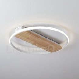 Plafoniera rotonda in legno bianco dimmerabile ultrasottile, anche applique