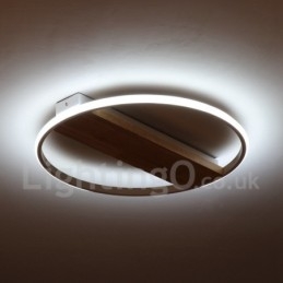 Plafoniera rotonda in legno bianco dimmerabile ultrasottile, anche applique