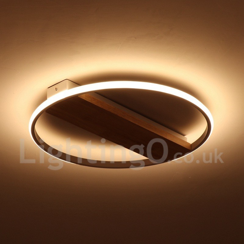 Plafoniera rotonda in legno bianco dimmerabile ultrasottile, anche applique