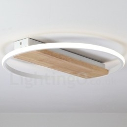 Plafoniera rotonda in legno bianco dimmerabile ultrasottile, anche applique