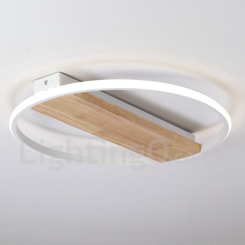 Plafoniera rotonda in legno bianco dimmerabile ultrasottile, anche applique