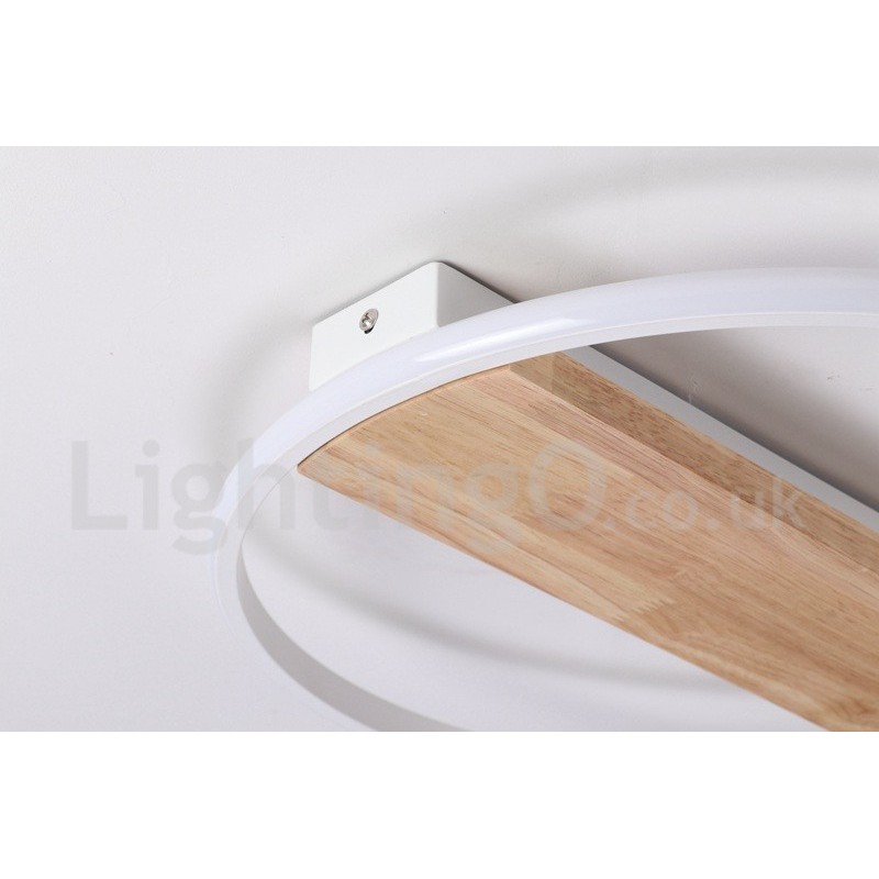 Plafoniera rotonda in legno bianco dimmerabile ultrasottile, anche applique
