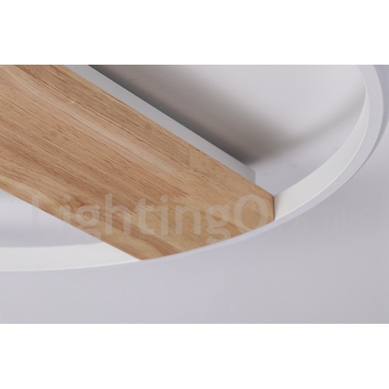 Plafoniera rotonda in legno bianco dimmerabile ultrasottile, anche applique