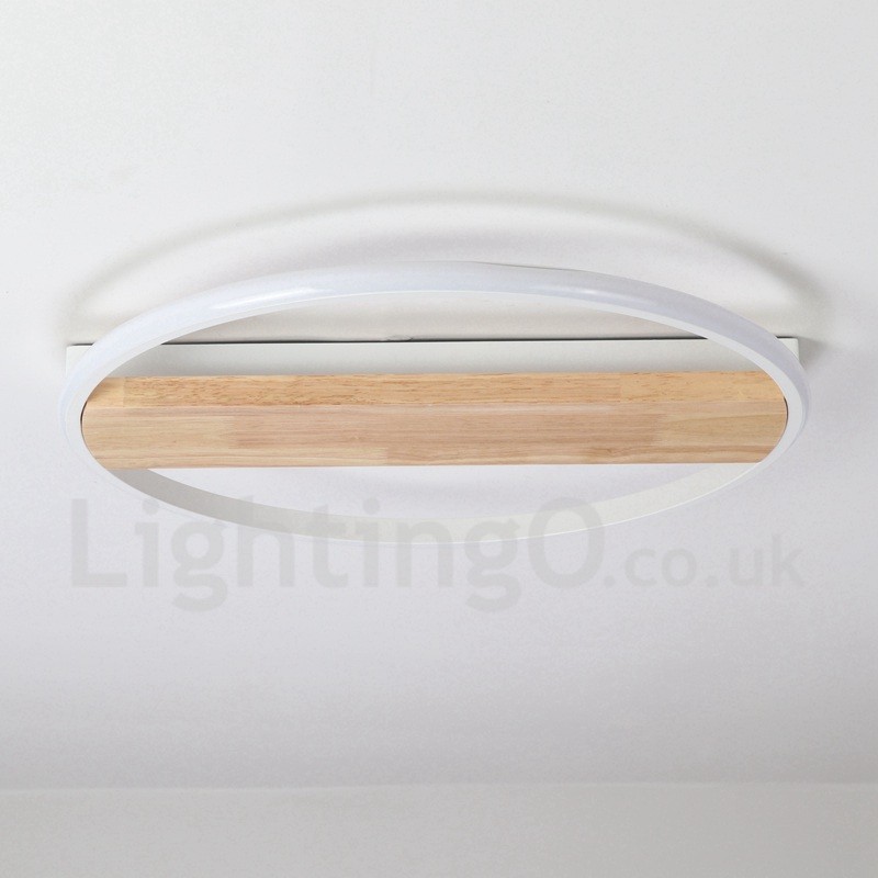 Plafoniera rotonda in legno bianco dimmerabile ultrasottile, anche applique