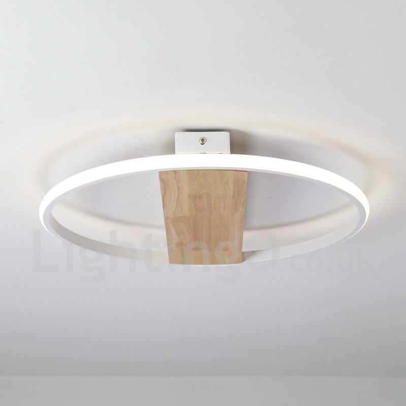 Plafoniera rotonda in legno bianco dimmerabile ultrasottile, anche applique