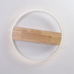 Plafoniera rotonda in legno bianco dimmerabile ultrasottile, anche applique