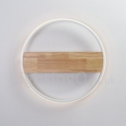 Plafoniera rotonda in legno bianco dimmerabile ultrasottile, anche applique