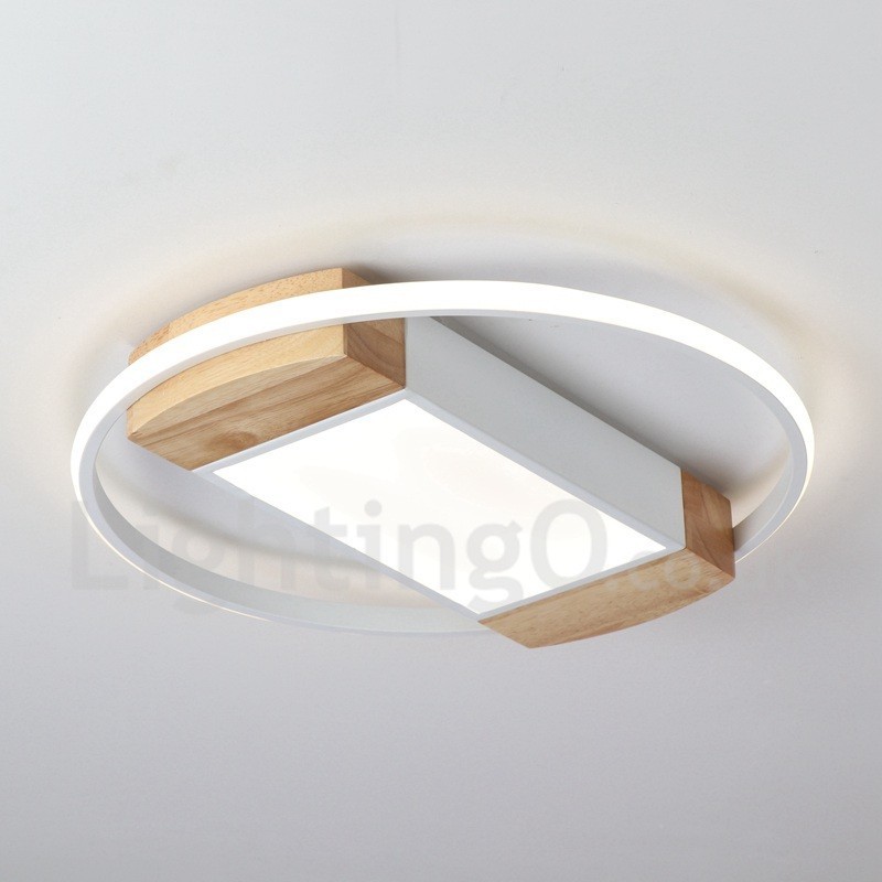Plafoniera rotonda in legno bianco dimmerabile, ultrasottile, utilizzabile anche come applique