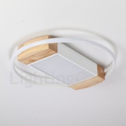 Plafoniera rotonda in legno bianco dimmerabile, ultrasottile, utilizzabile anche come applique