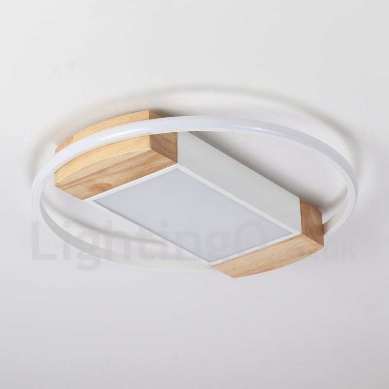 Plafoniera rotonda in legno bianco dimmerabile, ultrasottile, utilizzabile anche come applique