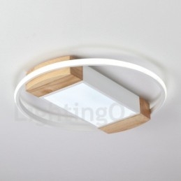 Plafoniera rotonda in legno bianco dimmerabile, ultrasottile, utilizzabile anche come applique