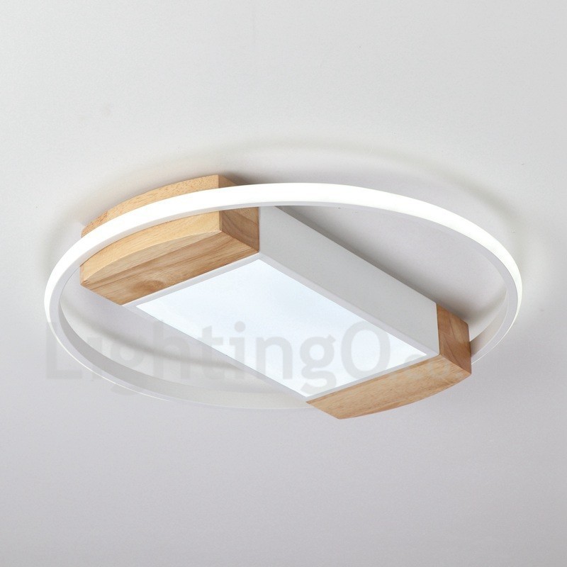 Plafoniera rotonda in legno bianco dimmerabile, ultrasottile, utilizzabile anche come applique
