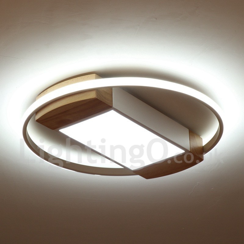Plafoniera rotonda in legno bianco dimmerabile, ultrasottile, utilizzabile anche come applique