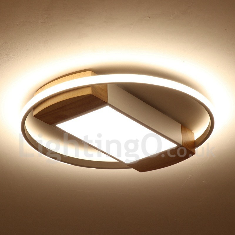 Plafoniera rotonda in legno bianco dimmerabile, ultrasottile, utilizzabile anche come applique