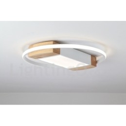 Plafoniera rotonda in legno bianco dimmerabile, ultrasottile, utilizzabile anche come applique