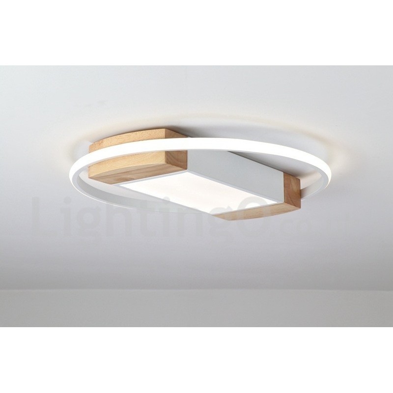 Plafoniera rotonda in legno bianco dimmerabile, ultrasottile, utilizzabile anche come applique