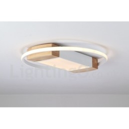Plafoniera rotonda in legno bianco dimmerabile, ultrasottile, utilizzabile anche come applique