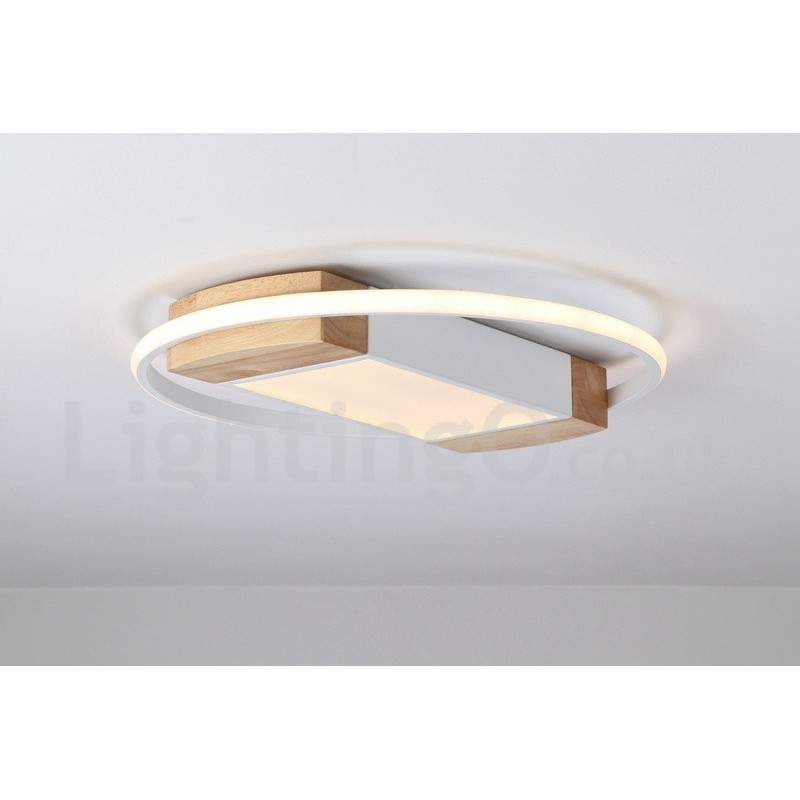 Plafoniera rotonda in legno bianco dimmerabile, ultrasottile, utilizzabile anche come applique