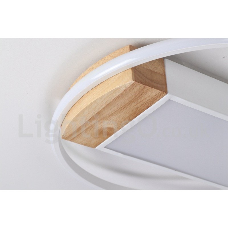 Plafoniera rotonda in legno bianco dimmerabile, ultrasottile, utilizzabile anche come applique