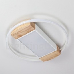 Plafoniera rotonda in legno bianco dimmerabile, ultrasottile, utilizzabile anche come applique