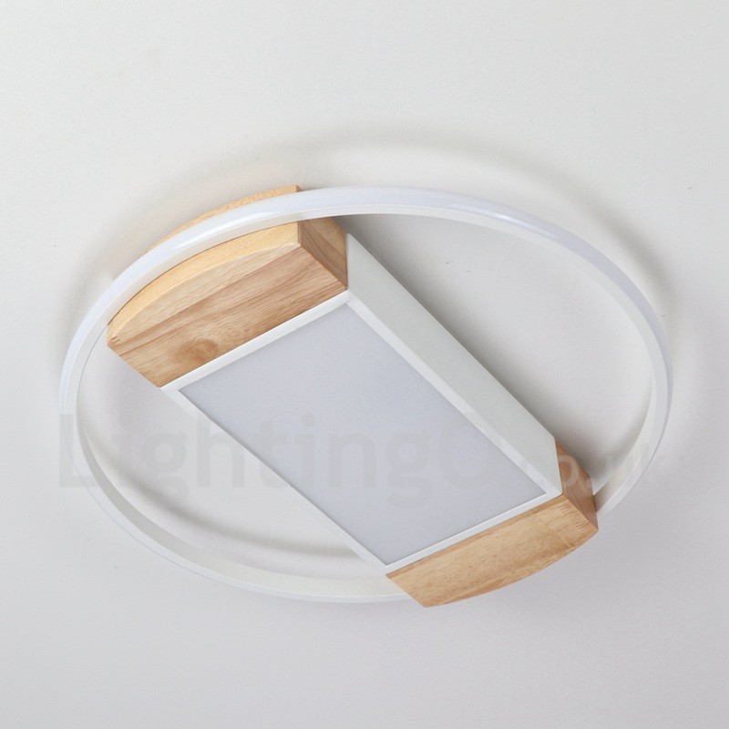 Plafoniera rotonda in legno bianco dimmerabile, ultrasottile, utilizzabile anche come applique