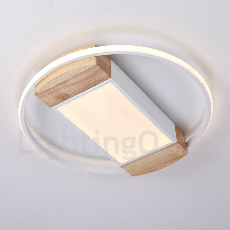 Plafoniera rotonda in legno bianco dimmerabile, ultrasottile, utilizzabile anche come applique