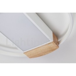 Plafoniera rotonda in legno bianco dimmerabile, ultrasottile, utilizzabile anche come applique