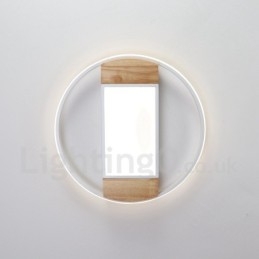Plafoniera rotonda in legno bianco dimmerabile, ultrasottile, utilizzabile anche come applique